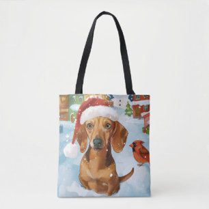 Tote Bag Noël Merveilleux de Dachshund Joie de Noël