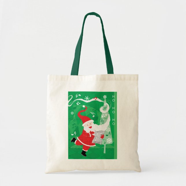 Tote Bag Noël mignon, chant et danse Père Noël (Devant)