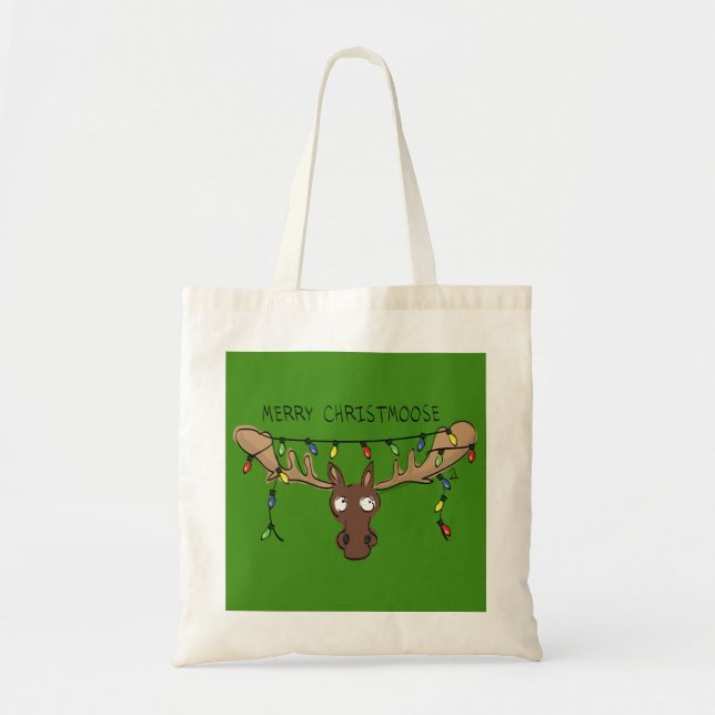 Tote Bag Noël Moose mignonne drôle animal de vacances (Devant)