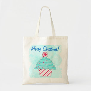 Tote Bag Noël Peppermenthe Cupcake Reusuable Shopping