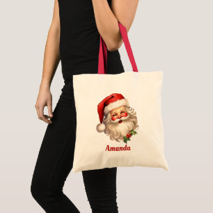 Tote Bag Noël rétro Holly Jolly Santa Claus