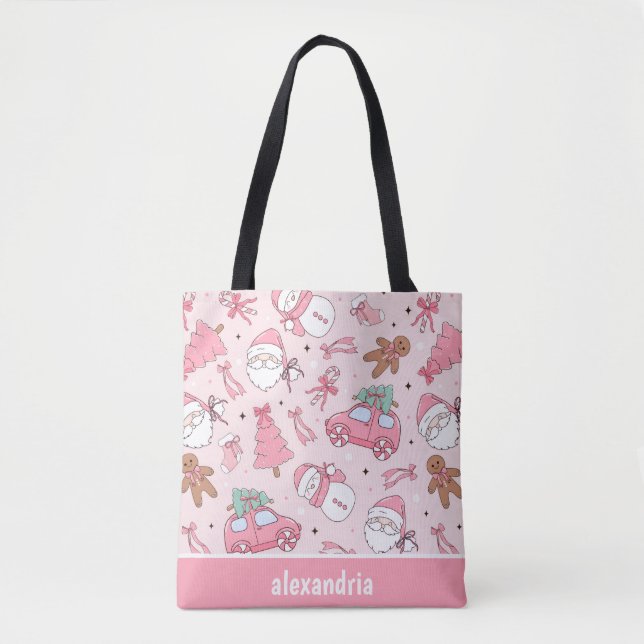Tote Bag Noël rose sans couture (Devant)