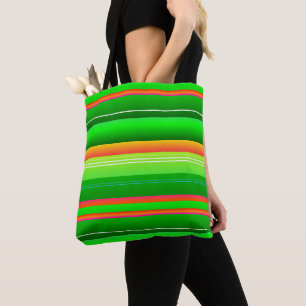 Tote Bag Noël rouge vert brillant design rayé créatif