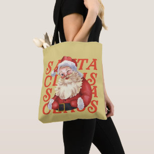 Tote Bag Noël traditionnel du Père Noël Rouge moutarde Noël