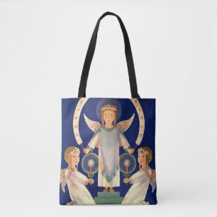 Tote Bag Noël vintage, anges de Sainte Lucie scandinaves