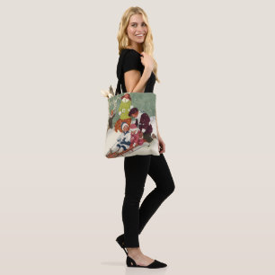 Tote Bag Noël vintage, enfants faisant de la luge dans la n