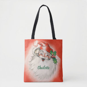Tote Bag Noël Vintage, Jolly Retro les années 50 Santa Clau
