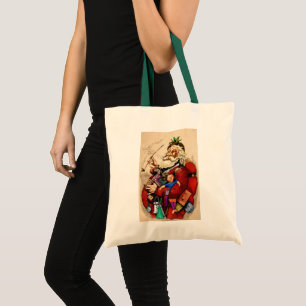 Tote Bag Noël vintage, jouets à pipe de Père Noël victorien