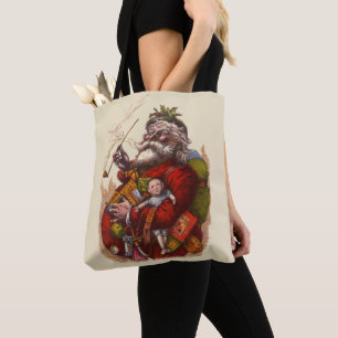 Tote Bag Noël Vintage, Jouets de tuyaux du Père Noël victor