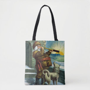 Tote Bag Noël Vintage, Jouets du Père Noël et Bas