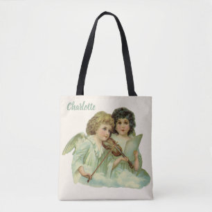 Tote Bag Noël Vintage, Musique d'Anges Victoriennes Violon