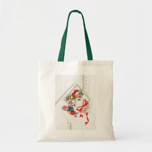 Tote Bag Noël vintage, Père Noël avec Sucres de canne