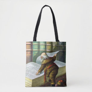 Tote Bag Noël vintage, Père Noël Liste des gentils et des m
