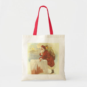 Tote Bag Noël Vintage Père Noël victorien à Chimney