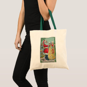 Tote Bag Noël vintage, Père Noël victorien avec jouets