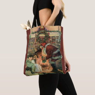 Tote Bag Noël Vintage, Père Noël Victorien Enfants