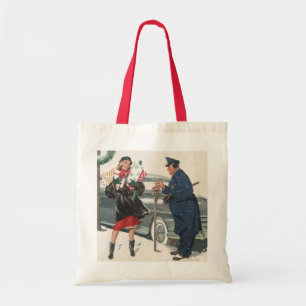 Tote Bag Noël vintage, Policier cadeaux Shopping