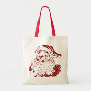 Tote Bag Noël Vintage, Retro Jolly Santa Claus en rouge