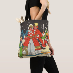 Tote Bag Noël vintage, une famille chantant des chants de N