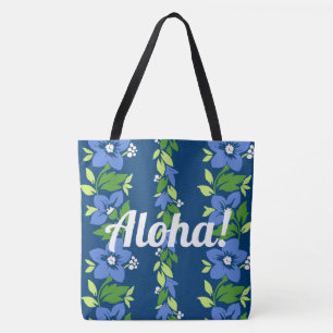 Tote Bag Noelani Lei Hawaiian Flore Bleu