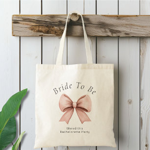 Tote Bag Nœud Coquette Rose Fête de Mariage