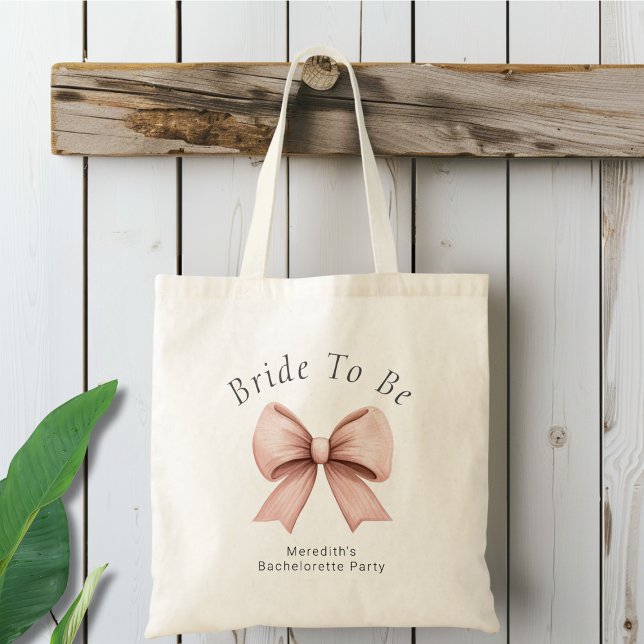 Tote Bag Nœud Coquette Rose Mariage (Créateur téléchargé)