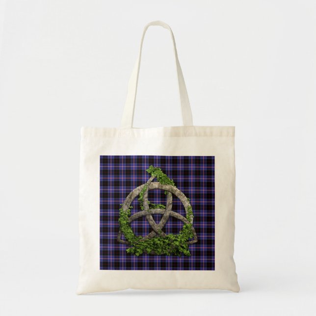 Tote Bag Noeud de trinité et tartan celtiques de Dunlap de (Devant)