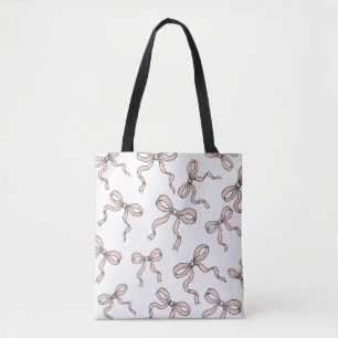 Tote Bag Nœuds ruban rose tendance mignons contour noir