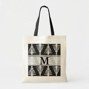 Tote Bag Noir argenté d'arbres de Noël décoré d'un