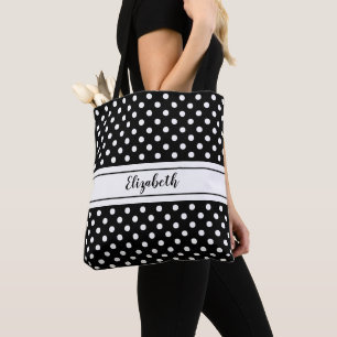 Tote Bag Noir Blanc Classic Polka Nom du Motif