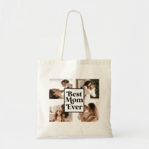 Tote Bag Noir Blanc Meilleure Maman Jamais Photo personnali