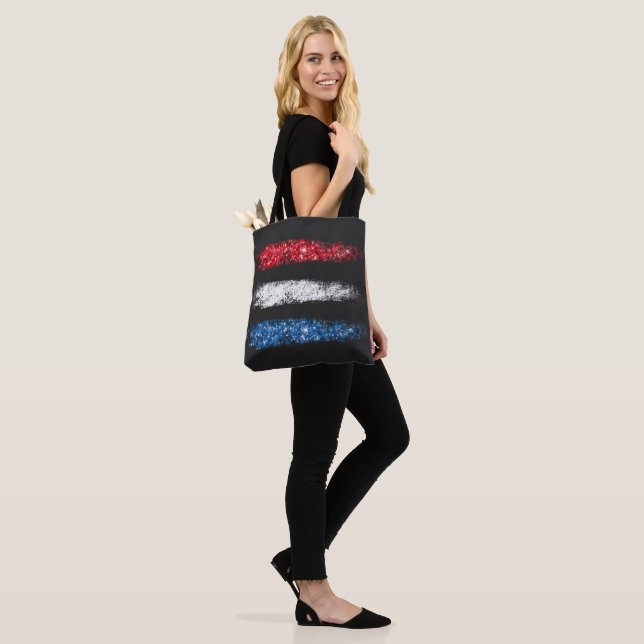 Tote Bag ** Noir de drapeau Abstrait américain moderne (Sur le modèle)
