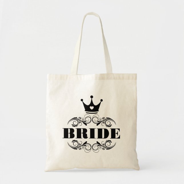 Tote Bag Noir de jeune mariée sur l'arrière - plan fait sur (Devant)