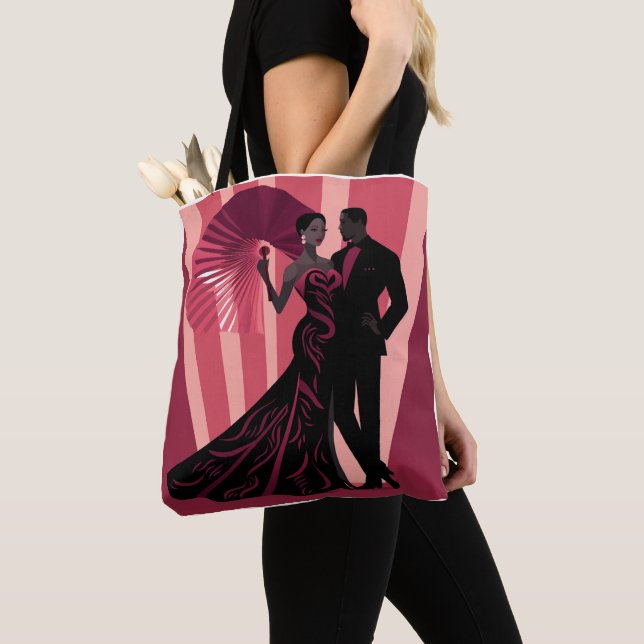 TOTE BAG NOIR ELEGANCE-RED #1 (De près)