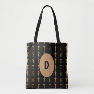Tote Bag Noir élégant initial