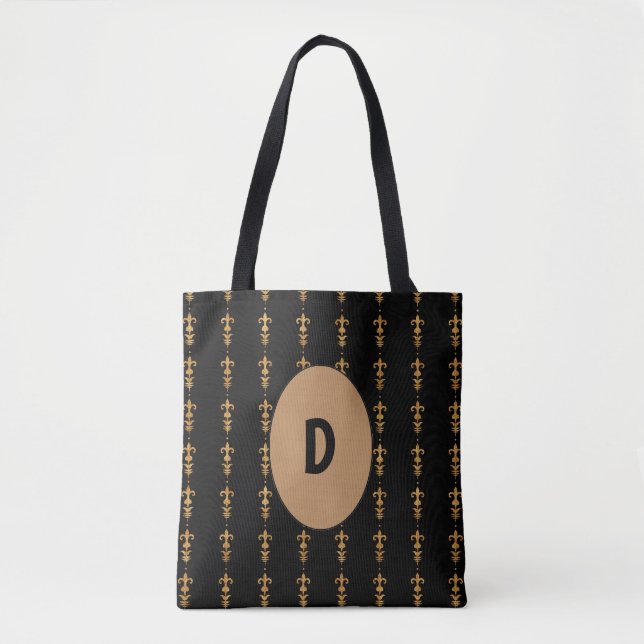 Tote Bag Noir élégant initial (Devant)
