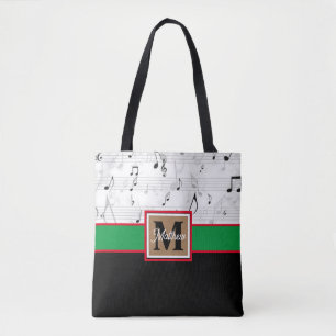 Tote Bag Noir et blanc Musique musicien Monogramme