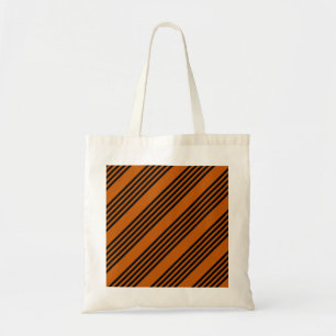 Tote Bag Noir et brûlé orange cinq bandes motif