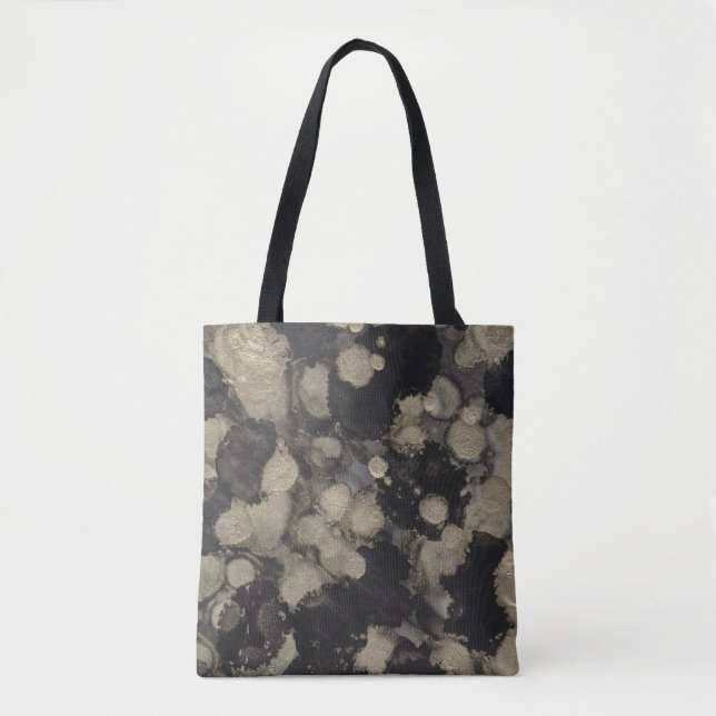 Tote Bag Noir et Or Conçu (Devant)