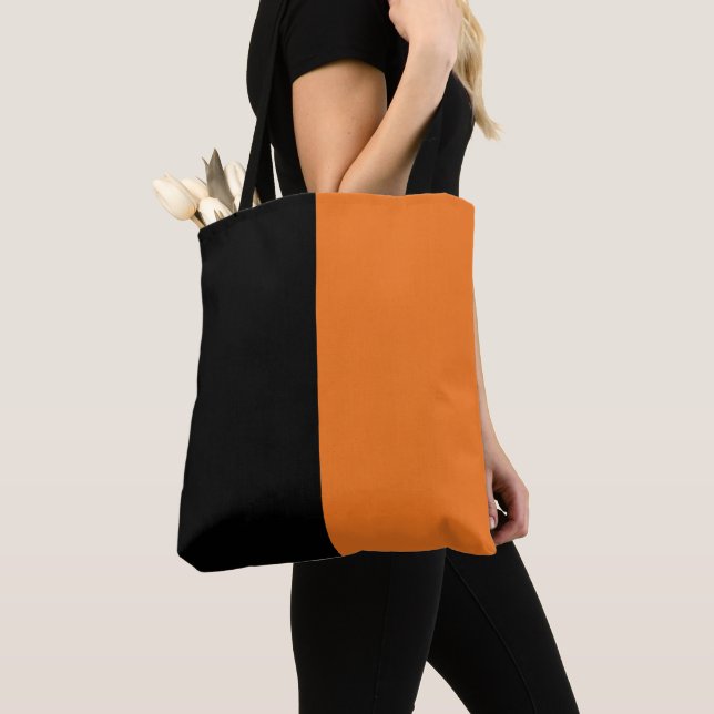 Tote Bag Noir et orange (De près)