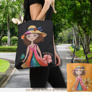 Tote Bag Noir et Orange - Fille Originale Fantaisiste