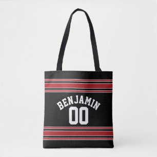 Tote Bag Noir et rouge folâtre le nombre nommé fait sur