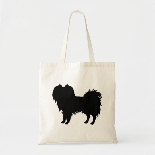 Tote Bag Noir (Ou Autre Couleur) Phalène Chien Silhouette (Devant)