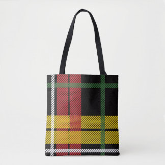 Tote Bag Noir Rouge Jaune Blanc Plaid Tartalo Imprimer