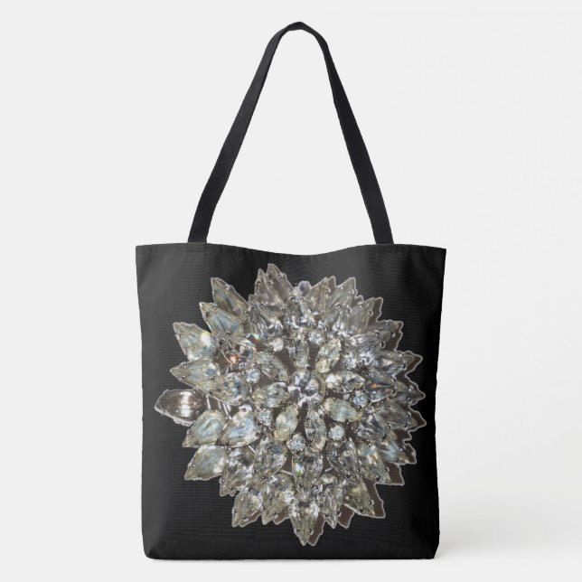 Tote Bag Noir vintage de motif de Bling de diamant de (Dos)