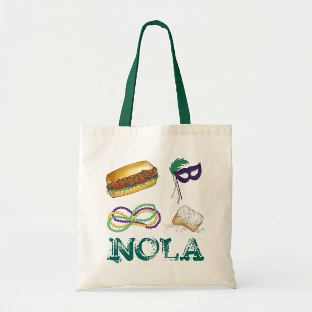 Tote Bag NOLA New Orleans Louisiana Mardi Gras Beads Party (Devant)