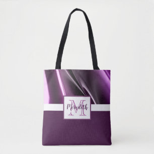 Tote Bag Nom Abstrait moderne violet Monogramme