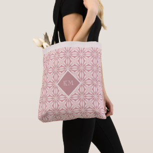 Tote Bag Nom Blush rose Abstrait Floral Chic Joli Fille