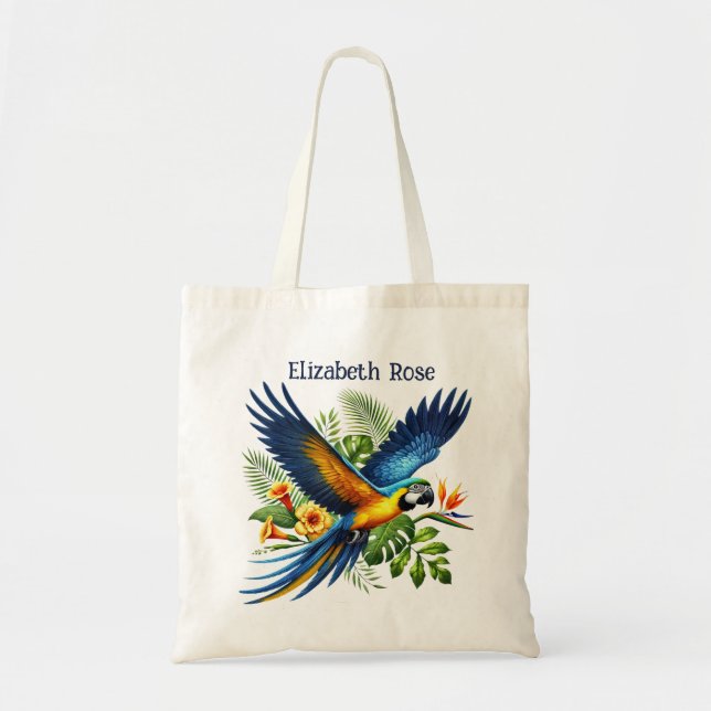 Tote Bag Nom d'ajout d'oiseau tropical mignon (Devant)