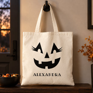 Tote Bag Nom de citrouille de Jack féminin, friandise d'Hal